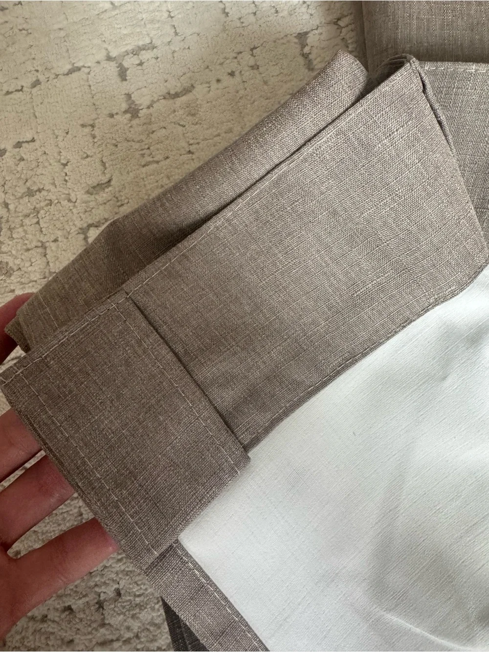 Set of 2 Allen & Roth Glenellen Back Tab Lined Curtain Panels 52” x 84” Sand